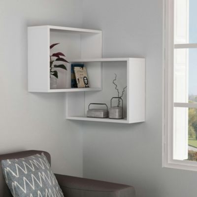 Étagère d'angle blanche design 2 cubes imbriqués MARFA