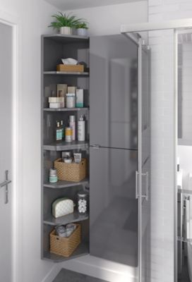 Etagere D Angle Salle De Bains Gris Goodhome Imandra 34 X 90 X 36 Cm Castorama