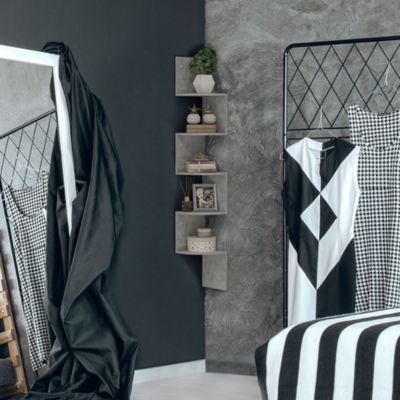 Étagère d'angle étagère de rangement design contemporain zig zag 20L x 20l x 126H cm 5 niveaux panneaux de particules gris