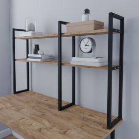 Étagère de bureau Askoey 120 x 20 x 74 cm effet chêne noir en.casa