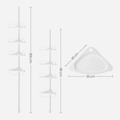 Étagère de Douche Réglable avec 4 Tablettes - H85/305 cm
