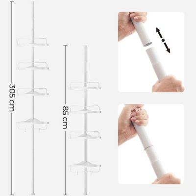 Étagère de Douche Réglable avec 4 Tablettes - H85/305 cm