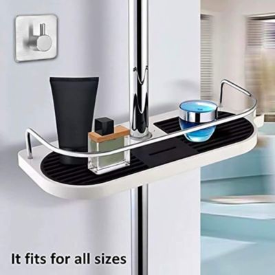 Étagère de douche télescopique Poteau réglable Organisateur de salle de bain Portesavon multifonction pour ranger