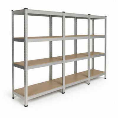 Étagère de garage métal rangement charges lourdes triple 210 x 40 x 160 CM 4 niveaux Gris