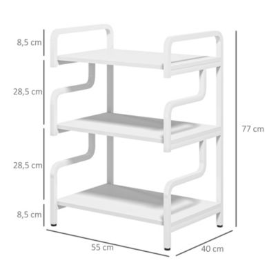 Étagère de rangement 3 niveaux - support d'imprimante - acier panneaux blanc