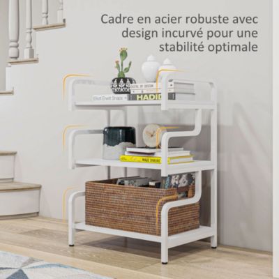 Étagère de rangement 3 niveaux - support d'imprimante - acier panneaux blanc