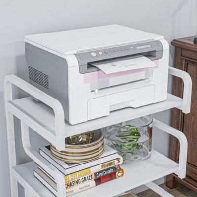 Étagère de rangement 3 niveaux - support d'imprimante - acier panneaux blanc