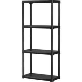 étagère de Rangement à 4 Niveaux 60X30X133CM,en Plastique avec 4 Tablettes, Bibliothèque pour Entrepôt,Salon,Noir