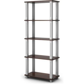 étagère de Rangement à 5 Niveaux-60x29,5x144,5CM,Charge 20KG/Couche,avec Sangle Anti-Basculement,pour Cuisine/Atelier,Noyer
