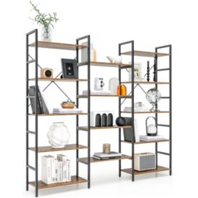 Étagère de Rangement à 5 Niveaux-Bibliothèque Industrielle avec 14 Étagères Ouvertes & Amovibles-Cadre Métallique