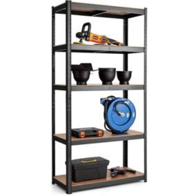 Étagère de Rangement avec 5 Étagères pour Garage Atelier Divers Modèles Matériau en Fer et MDF Charge 175KG par Étagère Noir