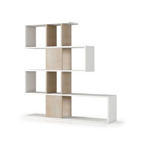 Étagère De Séparation De Pièces En Bois Blanc Et En Chêne