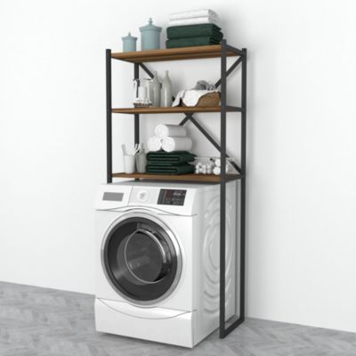 Étagère de salle de bain Askersund 160 x 66 x 34 cm effet noyer en.casa