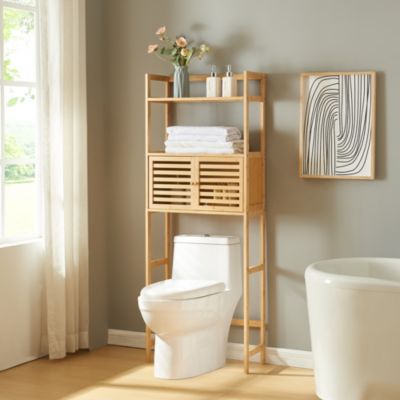 Étagère de toilette Haugesund bambou 158 x 60 x 26 cm naturel en.casa