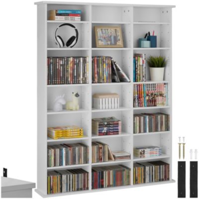 Étagère DVD CD aspect bois pour jusqu'à 840 CD