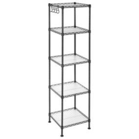 Étagère en métal noir avec grille de rangement modulable - L30 x H121 cm