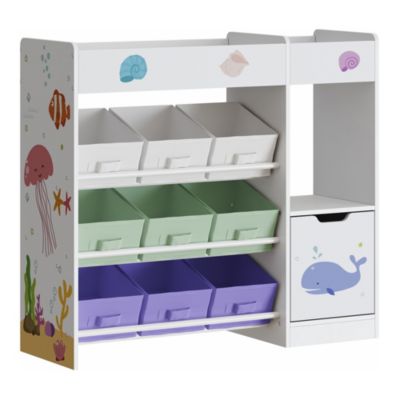 Étagère enfant Soendreland à motif aqua dream 80 x 90 x 30 cm blanc vert violet en.casa