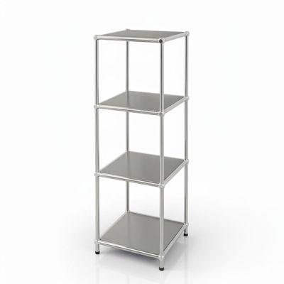 Étagère métal chromé design épuré, Concept Epuré MK-005 : 4 étages, L30 x P30 x H95 cm, Gris