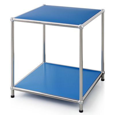 Étagère métal chromé design épuré, Concept Epuré MK-012 : 2 étages, L40 x P40 x H46 cm, Bleu