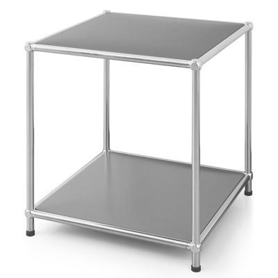 Étagère métal chromé design épuré, Concept Epuré MK-012 : 2 étages, L40 x P40 x H46 cm, Gris