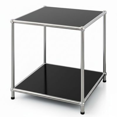 Étagère métal chromé design épuré, Concept Epuré MK-012 : 2 étages, L40 x P40 x H46 cm, Noir