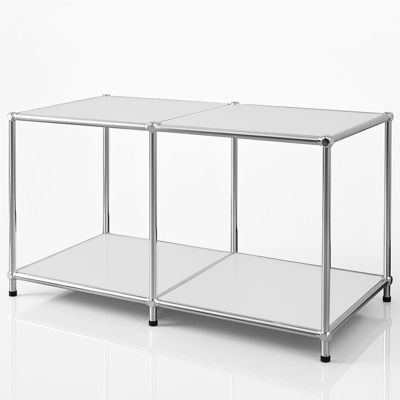 Étagère métal chromé design épuré, Concept Epuré MK-016 : 2 étages, L80 x P40 x H46 cm, Blanc