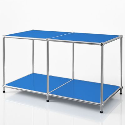 Étagère métal chromé design épuré, Concept Epuré MK-016 : 2 étages, L80 x P40 x H46 cm, Bleu