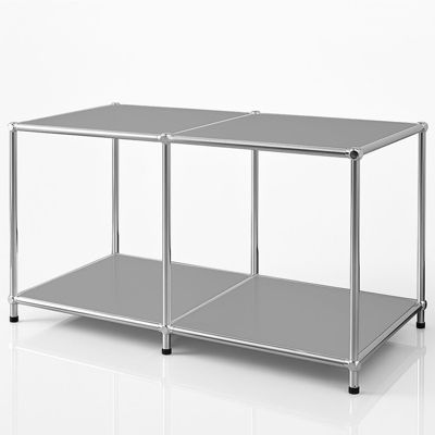 Étagère métal chromé design épuré, Concept Epuré MK-016 : 2 étages, L80 x P40 x H46 cm, Gris