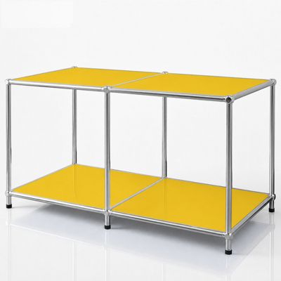 Étagère métal chromé design épuré, Concept Epuré MK-016 : 2 étages, L80 x P40 x H46 cm, Jaune