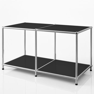 Étagère métal chromé design épuré, Concept Epuré MK-016 : 2 étages, L80 x P40 x H46 cm, Noir