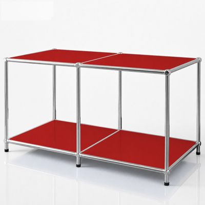 Étagère métal chromé design épuré, Concept Epuré MK-016 : 2 étages, L80 x P40 x H46 cm, Rouge