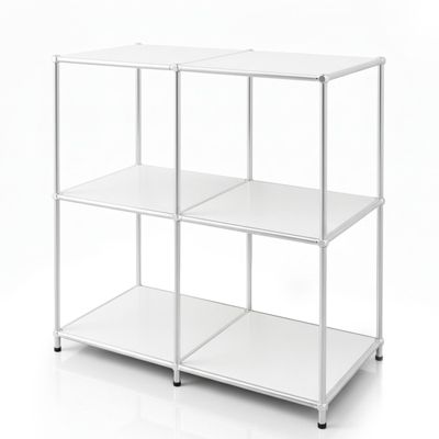 Étagère métal chromé design épuré, Concept Epuré MK-027, 78  x 40  x 82 cm, Blanc
