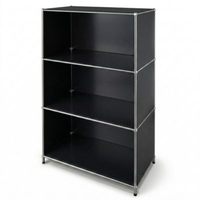 Étagère métal chromé design épuré, Concept Epuré MK, 101, 120 x 40 x 75, 4 niveaux, Noir