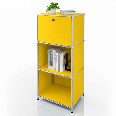 Étagère métal chromé design épuré, Concept Epuré MK- 107 : 4 étages, L50 x P40 x H121 cm, Jaune