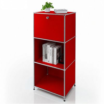 Étagère métal chromé design épuré, Concept Epuré MK, 107 : 4 étages, L50 x P40 x H121 cm, Rouge