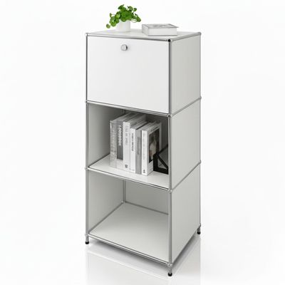 Étagère métal chromé design épuré, Concept Epuré MK-107 L50 x P40 x H121 cm, Blanc