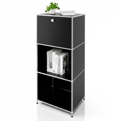 Étagère métal chromé design épuré, Concept Epuré MK-107 L50 x P40 x H121 cm, Noir