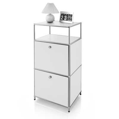 Étagère métal chromé design épuré, Concept Epuré MK-120 : 4 étages, L50 x P40 x H103 cm, Blanc