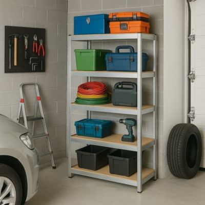 Étagère métal de rangement garage, atelier L.90 x P. 30 x H.180 cm  875 kg  avec 5 niveaux