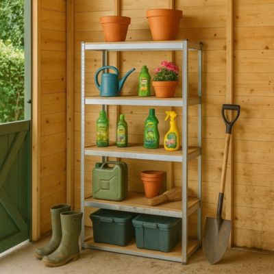 Étagère métal de rangement garage, atelier L.90 x P. 30 x H.180 cm  875 kg  avec 5 niveaux