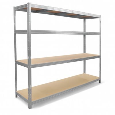 Étagère métal de rangement pour garage, atelier, sous sol avec 4 étages- Capacité 1400 kg - L. 237 x P. 60 x H. 200 cm