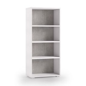 Étagère Multifonctionnelle À Tablettes Réglables Blanc Et Béton
