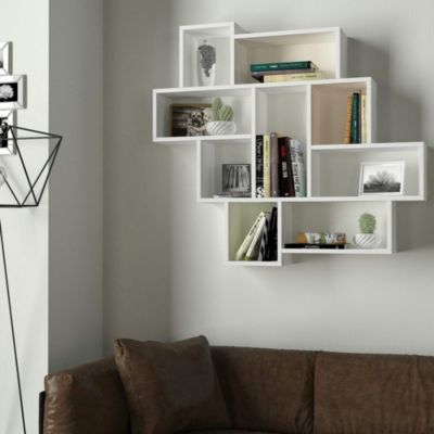 Étagère murale blanche design - 9 niches ouvertes MARFA