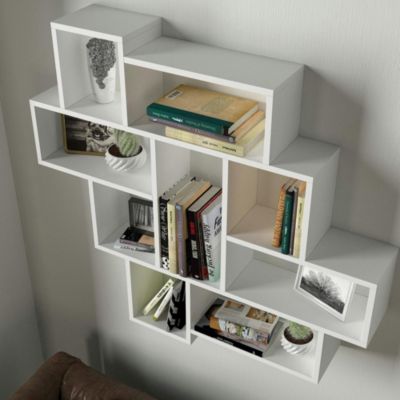 Étagère murale blanche design - 9 niches ouvertes MARFA