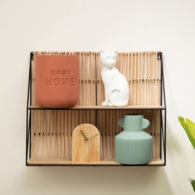 Étagère murale "Cosy" corde et métal 48x40cm - ATMOSPHERA CREATEUR D'INTERIEUR