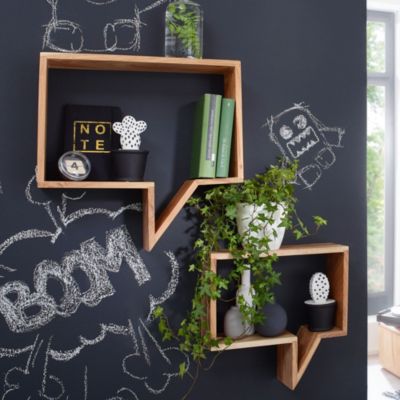 Étagère murale Lot de 2 Bois Massif Étagère Acacia Étagère à livres FineBuy