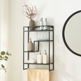 Étagère murale Uurainen acier 60 x 40 x 13 cm noir en.casa