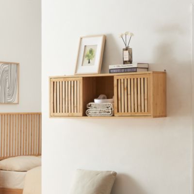 Étagère murale Ypäjä bambou 93 x 20 x 33 cm naturel en.casa