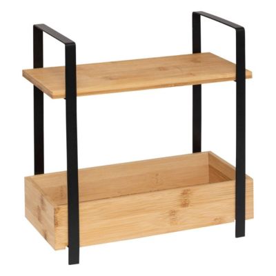 Étagère Ordera 2 niveaux avec bac de rangement en bambou noir - Noir- 5five