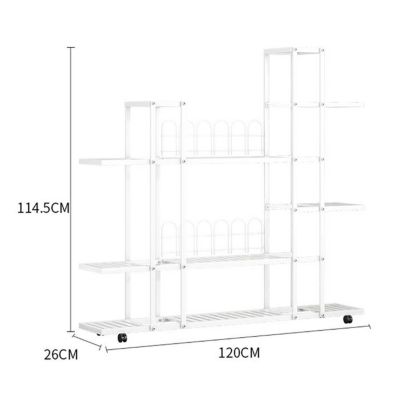 Étagère à Plante - PROMIRACAL - Multifonction - 120x26x114.5cm - Blanc - Résistante à l'eau